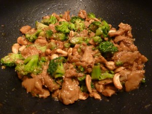 chicken and cashews, chik'n, broccoli, seitan