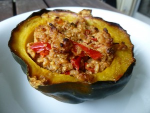 Cider tempeh stuffed acorn squash