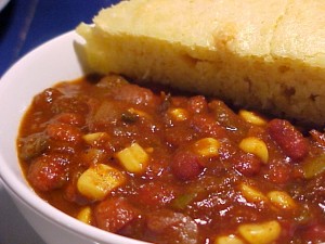 vegetarian chili and cornbread